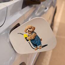 1PC Funny Dog Fuel Nozzle Sticker For Cars, Cute Poodle Gas Pump Vinyl Decal, Removable Pet Lover Auto Art For Fuel Tank Cap Or Bumper - A - View 3