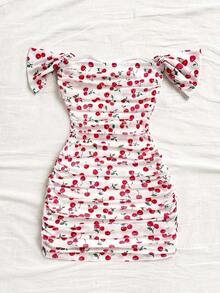 Vestido mini ajustado de punto rojo con hombros descubiertos para mujer, diseño con espalda calada, adecuado para vacaciones, citas, té de la tarde, temporada de bodas, playa, crucero, vacaciones en la ciudad, vacaciones bohemias, festivales de - Multicolor - Ver 2