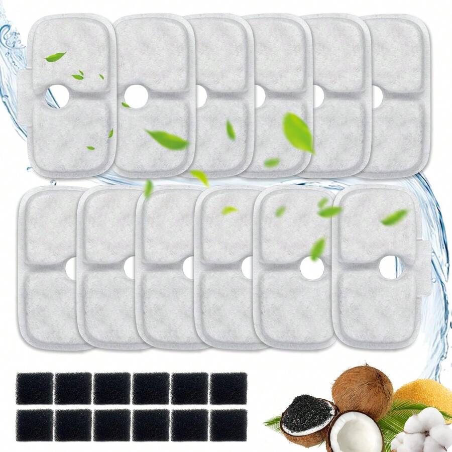 24 Packs For Petlibro Cat Water Fountain Filters Replacement, Compatible With PETLIBRO?Dockstream Cat Water Fountain PLWF005 PLWF115 PLWF105 (12 Replacement Water Filters + 12Pre-Filter Sponges) - ColorA - View 1