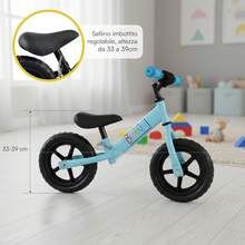 Baroni Toys Bicicleta sin pedales para niños a partir de 3 años, balance bike con manillar y sillín ajustables, ruedas antideslizantes con dibujo, capacidad de carga 45 kg, ideal para el equilibrio y la coordinación, rojo, negro, azul, rosa - Azul - Ver 5