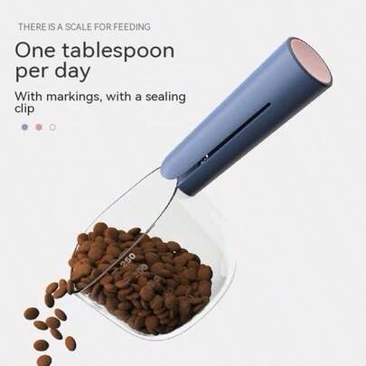 1pc Cat/Dog Food Scoop With Measurement Markings, Long Handle Pet Food Spoon, Dedicated Feeding Scoop For Pet Use Only