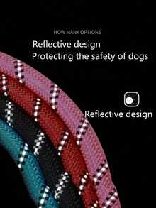 Reflective Nylon Pet Leash, Suitable For Cats And Dogs, Anti-Escape, Foam Handle Comfortable To Hold, Reflective Round Rope, Durable And Comfortable, Suitable For Outdoor Walking And Travel - Multicolor - View 7