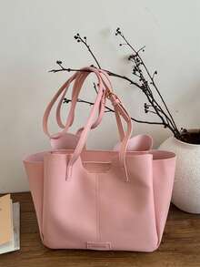 1pc Solid Color Quilted Women's Tote Bag, Practical PU Large Pocket Design, Elegant Ladies Tote Bag, Multi-Pocket Women's Work Bag & Casual Bag, Can Accommodate Laptop, Tablet, Wallet, Cosmetics, Ideal For Commuting, Shopping, Travel In Summer, Great Gift, High-Quality Ladies Handbag - Multicolor - View 12