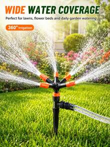 1 vòi phun nước tưới cỏ tự động xoay 360° với phạm vi phủ sóng rộng, thích hợp cho việc tưới cỏ sân vườn và làm mát trên mái nhà. - C - Xem 7