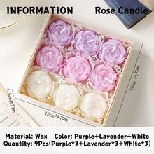 9pcs/Box Set, New Rose Scented Candles, Handmade Soy Wax Fragrance Candles, Smokeless Candles, Birthday Gift, Housewarming Gift, Rose Candles, Mini Candles, For Home Decor, Room Decor, Dining Table Decor, Holidays, Party Decorations, Lovely Decoration, Wedding, Valentine's Day Gift, Birthday Present, Christmas Decorations, Christmas Decor, Christmas Gifts, Room Decor (1 Box Of 9pcs, 2 Boxes Of 18pcs, 3 Random Colors) - Multiple Styles - View 10