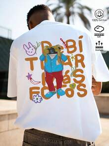 Men's Summer And Autumn Cotton T-Shirt, Featuring Frog Print, Suitable For Everyday Wear, Streetwear, Holidays, Leisure And Sports - White 5 - View 7
