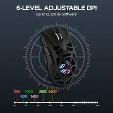 AULA SC620 超轻蜂窝游戏鼠标，三模式 2.4G 蓝牙有线可充电 RGB 背光 12000 DPI PAW3311 人体工学可编程按键无线游戏鼠标，兼容 PC、笔记本电脑、台式机，适用于游戏玩家和办公用途 - 查看 5
