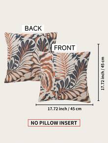 1pc Leaf Pattern Jacquard Throw Pillow Cover, Modern Polyester Square Cushion Cover, Soft & Comfortable For Living Room Home Decor - Multicolor - View 7
