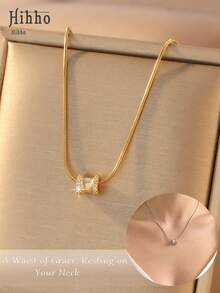 Hihho 1pc Minimalist Waist Chain Necklace For Women, Elegant Snake Bone Chain With Zirconia Pendant, Suitable For Daily, Date, Party And Other Occasions, Great Gift For Girlfriend, Best Friend, Mother - Small waist - View 4