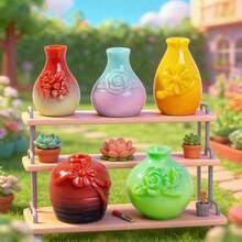 6pcs Exquisite Craft Mini Vases Decor--Artificial Vase DIY Decoration Accessories Materials Micro Landscape Garden Decor Vases Flower Pots - Multicolor - View 5