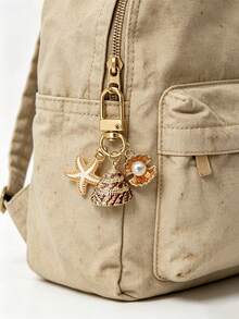 Exquisite Ocean Theme Starfish & Shell Keychain, Fashionable Women's Handbag Accessory, Holiday Style Keychain, Natural Asymmetric Shell, Starfish, Conch & Starfish Bag Charm, Wallet Pendant Decoration - Multicolor - View 8