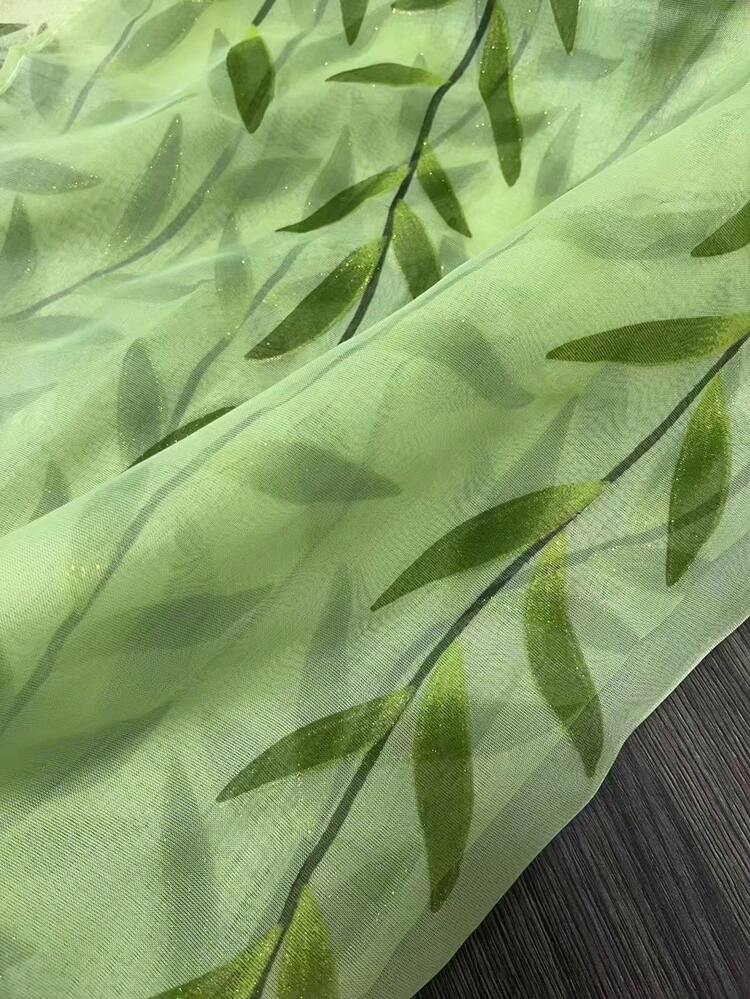 1pc Simple Weeping Willow Printed Window Curtain