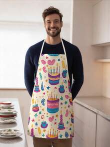 1pc, Cute Cat Pattern Polyester Apron, Suitable For Cooking, Baking, And Gardening - Can Be Used As Attire For The Kitchen And Dining. - Multicolor - View 9