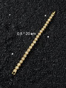 1件女士经典全钻合金花朵拼接链手链，珠宝礼品 - 花朵 - 查看 6