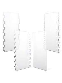 4 piezas Juego de espátulas grandes de acrílico para decorar pasteles, incluye peine de contorno, alisador de pasteles dentado, cortador de decoración de pasteles de cocina, herramienta de alisado de glaseado, peine rayado para pasteles, herramientas de repostería, 24cm X 10cm - transparente - Ver 9