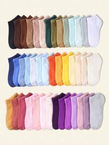 10 Pairs Kids Random Solid Color Candy Colored Short Socks - Multicolor - View 5