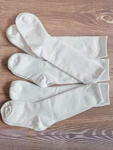 5 Pairs Back To School White Knee-High Socks, Tall Socks, School Uniform Socks, Calf Socks For Boys And Girls, Outdoor Sports, Football Socks - White - View 11
