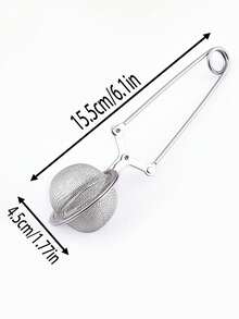 1pc Tea Filter Ball With Long Handle, Silver Stainless Steel Tea Strainer For Kitchen - Silver - View 7