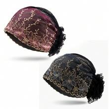 Delicate Embroidered Floral Lace Headscarf For Women, Elegant & Breathable, Versatile For Covering Gray Hair, Comfortable & Soft For Daily Wear, Minimalist & Stylish For Outdoor Outfits, Suitable For All Seasons - View 5