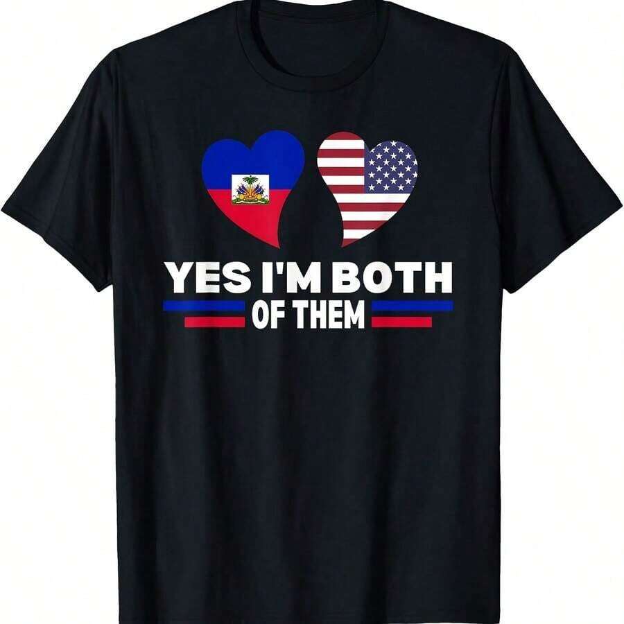 Happy Haiti Flag Day! Cool Haitian Flag Heart-Shaped T-Shirts For Men And Women. - 彩色 - 查看 1