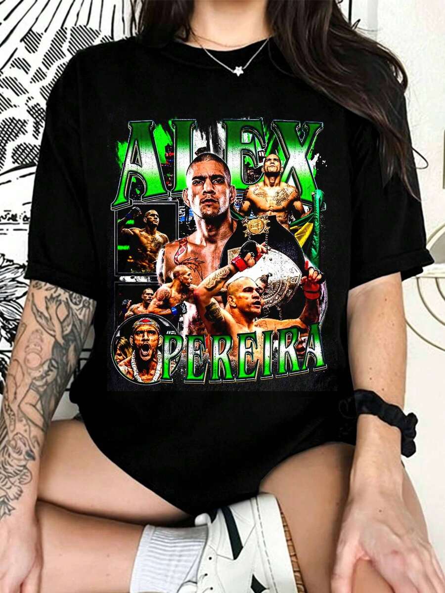High Quality Alex Pereira Poatan T-Shirt, Custom Vintage Design, MMA Gift For Adults And Children, Sizes Available. - Black - View 1