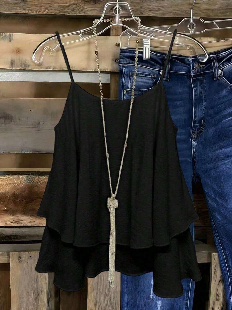 Conjunto de verano de mujer con top estampado y tejido, nueva blusa de verano - Negro - Ver 1