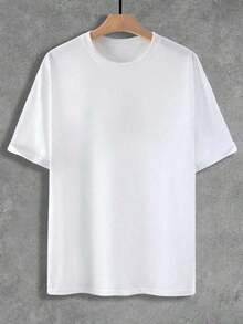 Esta camiseta unisex de manga corta para hombre, de estilo moderno, presenta cuello redondo y un diseño casual y elegante, ideal para el día a día y para ir al colegio. Confeccionada en un tejido cómodo, es una prenda imprescindible para el verano. De una sola pieza, lavable a máquina. - Negro - Ver 2