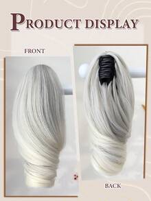 10-Inch Long Wavy Heat-Resistant Synthetic Fiber Ponytail Hair Extensions, Claw Clip Design, Multi-Color, Suitable For Women's Party And Daily Use - Light Grey - View 7