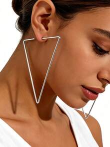 1 Pair Minimalist Casual Geometric Triangle Wire Creative Fashion Earrings - Silver - View 5