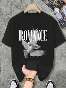 Y2K Streetwear ofrece camisetas cómodas para todas las estaciones, con un diseño divertido y romántico que presenta dos palomas blancas y letras, perfectas para un estilo casual urbano tanto para hombres como para mujeres, incluyendo camisetas deportivas de manga corta con cuello redondo.Camiseta Y2k - Negro - Ver 1