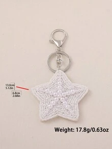 1 pieza Llavero de estrella de mar con cuentas de perlas y conchas marinas hecho a mano, estilo bohemio, adecuado para mujeres, playa, vacaciones, uso casual. La forma hecha a mano puede variar ligeramente. - estrella de mar - Ver 4