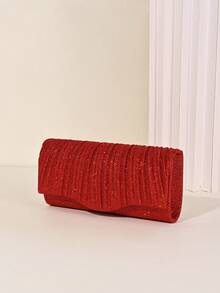 Clutch estilo sobre con cierre abatible, perfecto para fiestas de noche de mujeres, adecuado para bodas, recepciones de cóctel, graduaciones y diversos eventos. - Rojo - Ver 5