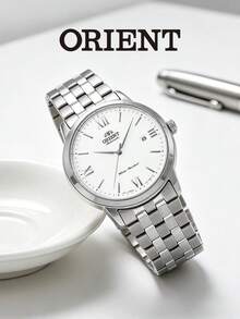 ORIENT 机械男表，全自动防水机械商务男士手表，钢带和白色表盘 RA-AC0F10S10B - 銀色 - 查看 2