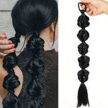 Tóc giả đuôi ngựa 20 inch, kiểu tết bong bóng, tết xoắn, đuôi ngựa tết, tết đèn lồng, dây buộc tóc co giãn, dây chun. - Nhiều màu - Xem 17
