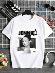 Camiseta blanca unisex, estampada con letras llamativas, es una elección perfecta para entretenimiento informal y uso al aire libre.ropa de calor mujer maija maija mujer luargla deeka ontre mujer premium ontre  mujer blusa casual mujer blusas casuales para dama - Blanco - Ver 1