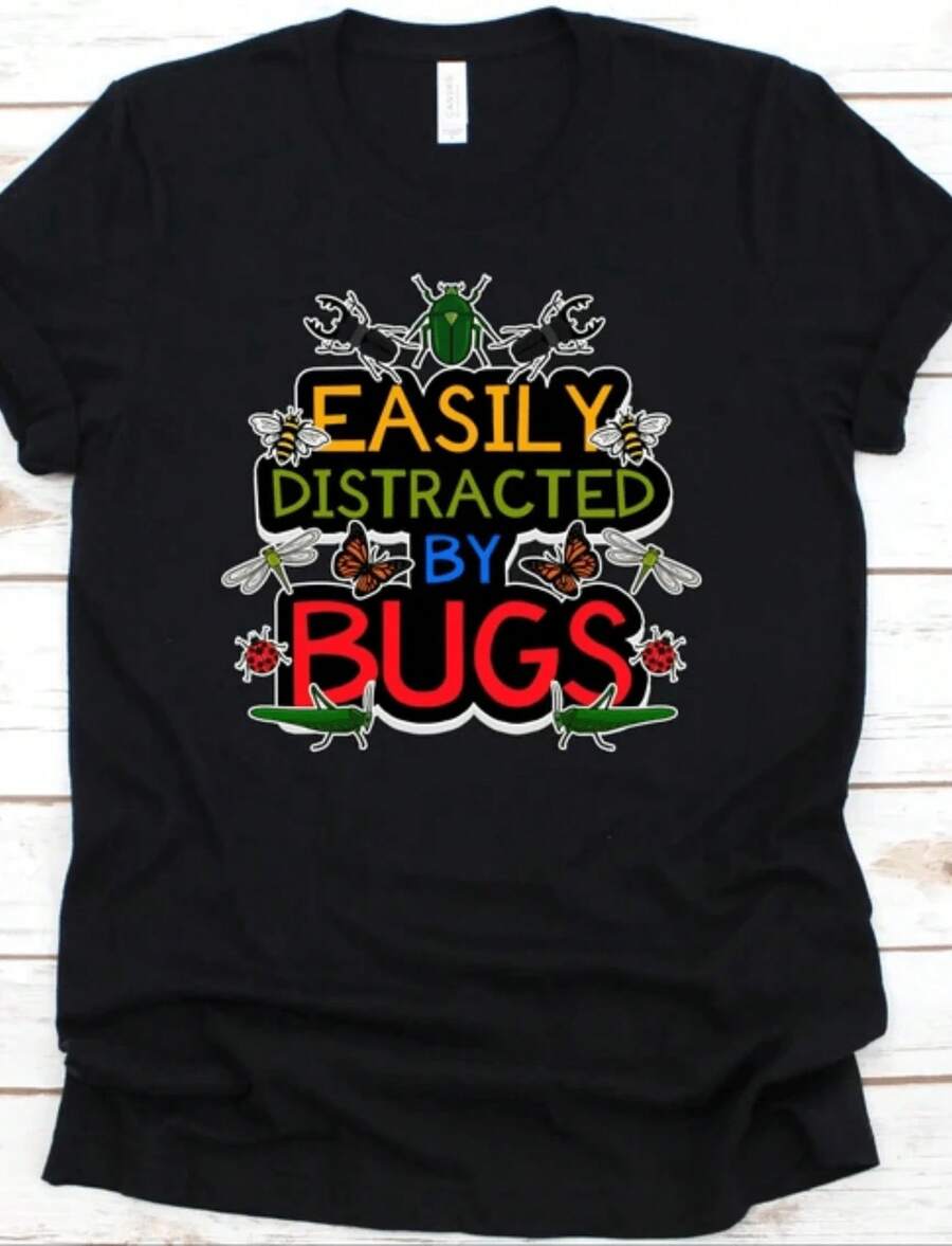 1 Entomology T-Shirt, Insect T-Shirt, Bug T-Shirt, Gifts For Future Entomologists, Insect T-Shirts, Funny Bug Gift, Entomology Clothing, 180g 100% Cotton. - 黑色 7 - 查看 1