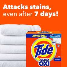 143 Loads, 225 Oz, - Tide + Ultra Oxi Powder Laundry Detergent, Original Scent, Deep Cleaning & Stain Fighting Formula - Powdery - View 2