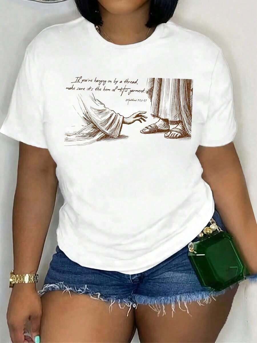 1 Christian Faith T-Shirt, Bible Verse T-Shirt, Religious Graphic T-Shirt, Matthew 9:0 T-Shirt, Jesus Inspirational T-Shirt, Gift For Her. 180g 100% Cotton, Designs Are Printed. Unisex. - 白色 - 查看 1