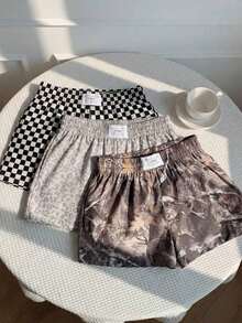 3-Piece Set Of Women's Solid Color And Patterned Shorts - Multicolor 17 - View 4