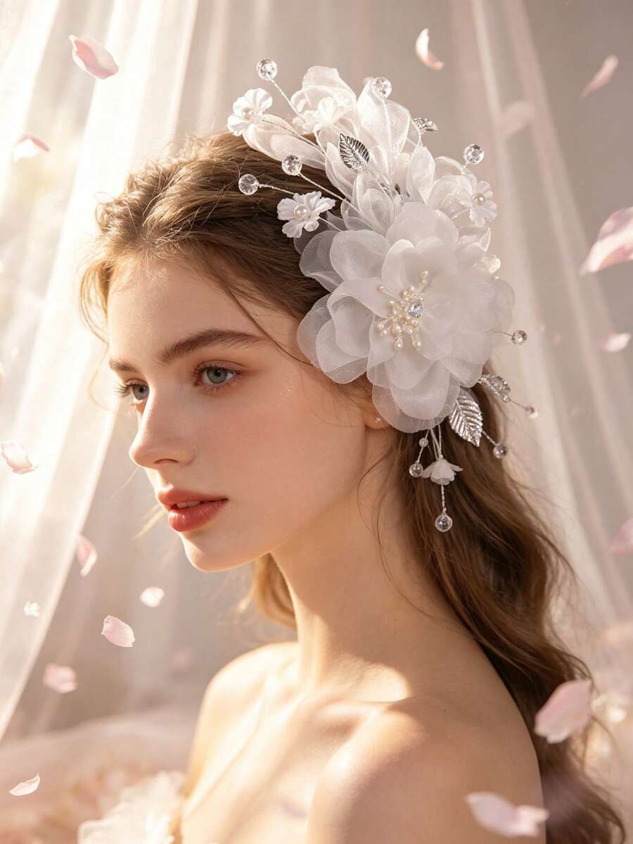 1件薄纱新娘发饰,婚礼季发夹装饰,节日,派对 - 89326 - 查看 1