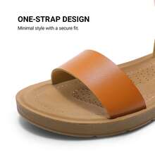 Women'S One Band Ankle Strap Buckle Flat Sandals - 咖啡棕 - 查看 6