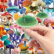 50 piezas de pegatinas ilustradas con plantas y hongos lindos, decoración transparente para álbum de fotos DIY, caja de almacenamiento - champiñón - View 7