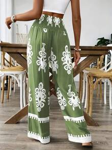 Women's Pleated Casual Versatile Daily Wear Long Pants - Green - View 3