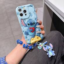 Disney Has Authorized, Phone Case - Chain Set, The Stitch Lilo & Stitch 3D Phone Case Plus A Silicone 3D Stitch Bracelet With Metallic Ring Removable Bracelet, Stitch And Angel Pattern, Compatible With Iphone17/16/15/14/13/12/11/XS/XR/X Plus Pro Max, A Stylish Cartoon Phone Case, The Perfect Gift Choice, Phone Protection, Durable Phone Cover, Great Gift For Friends And Family. - 白色 - 查看 6