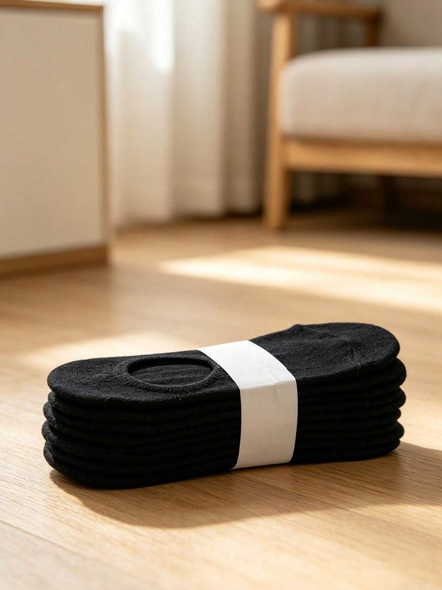 5 Pairs Women's Invisible Flat Boat Socks, Low-Cut - Apricot - View 1