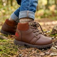 Boys' Classic Tractor Sole Ankle Boots, Comfortable Casual Winter Boots - Rỉ Nâu - Xem 5