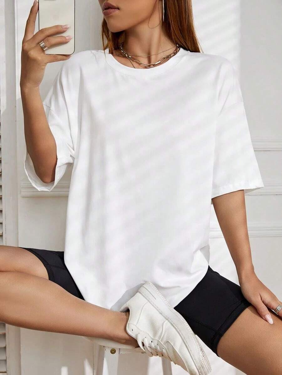 Oversized Off-Shoulder T-Shirt, Unisex - 白色 - 查看 1