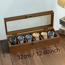 Holzmaserung Leder staubdichte Glasabdeckung Uhrenaufbewahrungsbox, hochwertige exquisite Zuhause Uhrenaufbewahrungsbox, Schmuck- und Uhrenausstellungsbox, Herren Uhrenaufbewahrungsbox, Jahrestags- und Geburtstags Uhrenständer Ausstellungsbox, braun, Überraschungsgeschenk für den Freund. Gute Dinge müssen mit eigenen Augen gesehen werden. (Handgefertigte Holzprodukte, kleine Mängel und schwarze Flecken sind normal) (Uhr nicht enthalten, nur Uhrenbox), Schminktisch Dekoration, Raumdekoration - Mehrfarbig - Übersicht 9