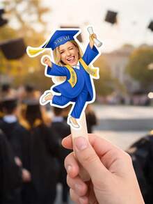 1 pieza Personalizado Graduación 2026 Cabezas grandes en un palo, Cara en un palo, Abanico de graduación, Clase de 2026, Recorte de cabeza gorda, Regalo de graduación para graduado - Multicolor - Ver 5