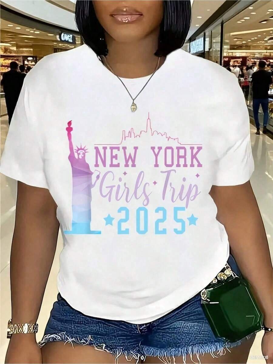 Camiseta de Mujer con Estampado Gráfico, Algodón Ligero, Verano. Una camiseta de manga corta para mujer, elegante y casual, con un estampado versátil y cómodo, perfecta para vacaciones y ocio. Ideal para Halloween, Día de Acción de Gracias, Navidad y fiestas de cumpleaños. Un excelente regalo para las fiestas. Camiseta oversize para mujer con estampado 100% algodón puro. - Blanco - Ver 1